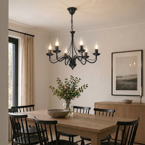 Candelabru cu lanț ANTON 6xE14/60W/230V, negru