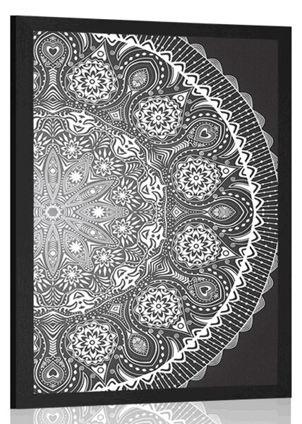 Poster Mandala ornamentale cu dantela in design alb-negru