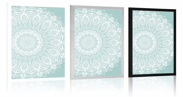 Poster Mandala de armonie pe fundal albastru