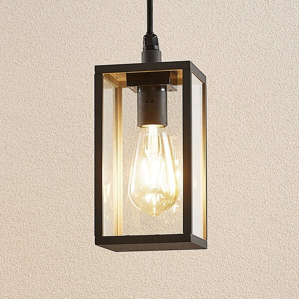 Lindby lampă suspendată de exterior Filimon, antracit, 22 cm, IP44, E27, reglabil, Negru, Aluminiu, Modern