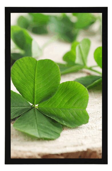 Poster trifoi cu patru foi verde