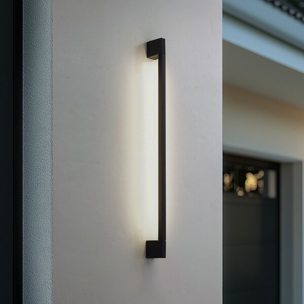 Lindby Aplică de perete LED Neano, 90 cm, negru, metal, IP54, Negru, Aluminiu, Modern