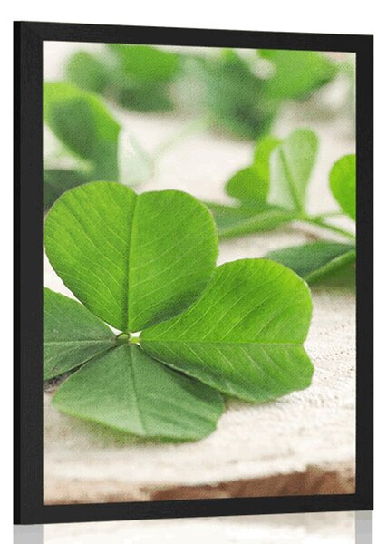 Poster trifoi cu patru foi verde