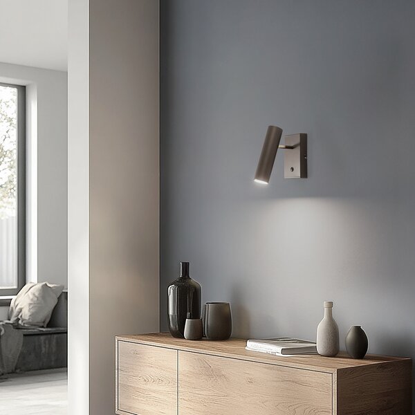 Luminex Aplică Axion, 1 lumină, culoare titan, oțel, reglabil, Auriu / Alamă, Camera de zi / sufragerie, Metal, Modern