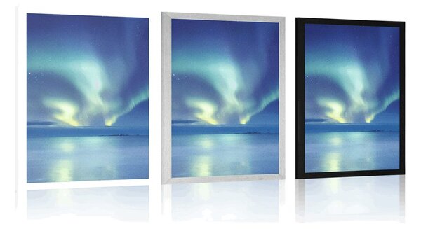 Poster aurora polară deasupra oceanului