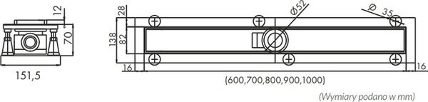 Schedpol Base-Low rigolă duș 70 cm negru OLP70/CST-LOW