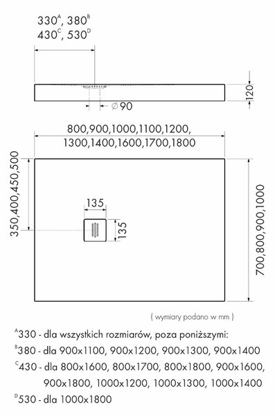 Schedline Nonlimits White Stone cădiță de duș dreptunghiulară + capac mascare 100x90 cm alb 3ST.N1P-90100/B/ST-M1/B/ST