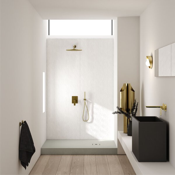 Schedline Nonlimits White Stone cădiță de duș dreptunghiulară + capac mascare 100x90 cm alb 3ST.N1P-90100/B/ST-M1/B/ST