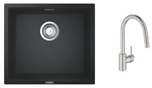 Set baterie bucătărie Grohe Concetto 31483DC2, chiuvetă din granit Grohe K700 31653AP0