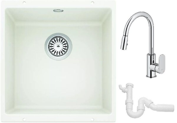Set chiuvetă din granit Blanco Rotan 400-U 521334, baterie bucătărie Oltens Lista 35202100, 137267