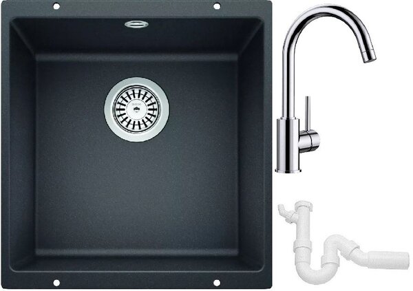 Set chiuvetă din granit Blanco Rotan 400-U 521332, baterie bucătărie Blanco Mida 517742, 137267