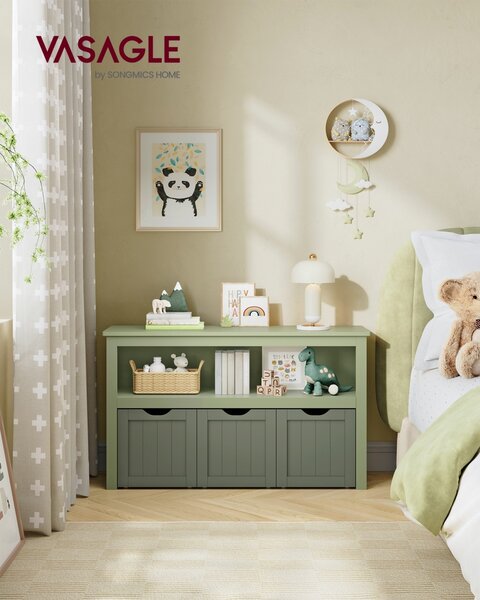 Bancuta cu spatiu depozitare si pantofar Vasagle Verde 102x30x60 cm
