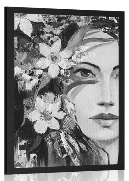 Poster pictură originală a femeii în design alb-negru