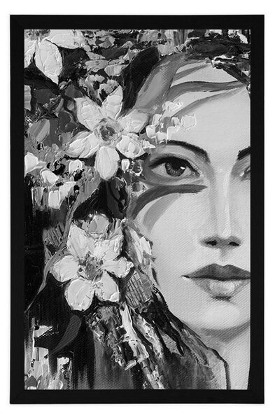 Poster pictură originală a femeii în design alb-negru