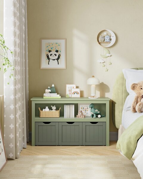 Bancuta cu spatiu depozitare si pantofar Vasagle Verde 102x30x60 cm