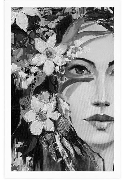 Poster pictură originală a femeii în design alb-negru