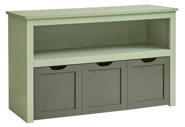 Bancuta cu spatiu depozitare si pantofar Vasagle Verde 102x30x60 cm