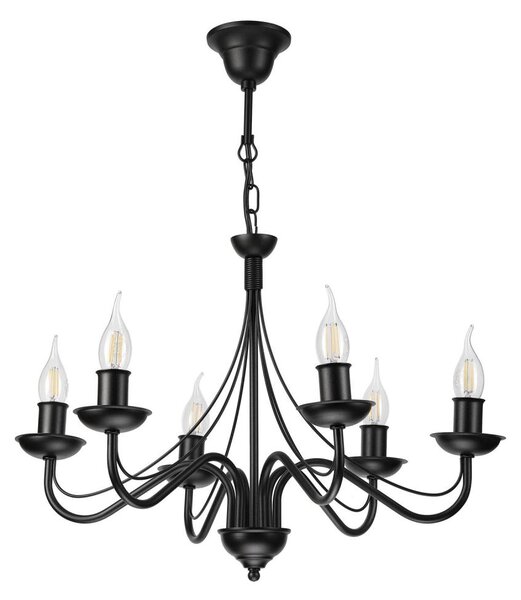 Candelabru cu lanț ANTON 6xE14/60W/230V, negru