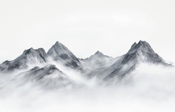 Fototapet - Munți alb-negru (147x102 cm)