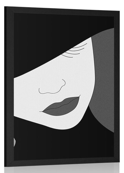 Poster doamnă nobilă în pălărie în design alb-negru