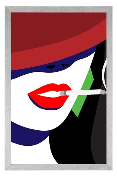 Poster femeie în pălărie în stil pop-art