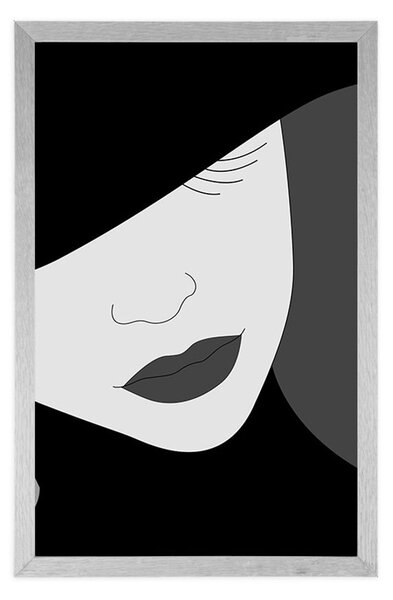 Poster doamnă nobilă în pălărie în design alb-negru