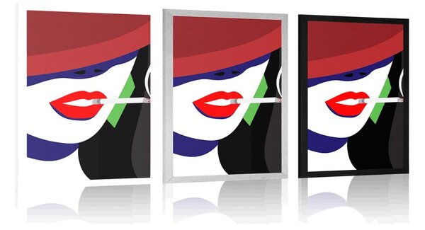 Poster femeie în pălărie în stil pop-art