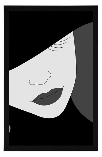 Poster doamnă nobilă în pălărie în design alb-negru