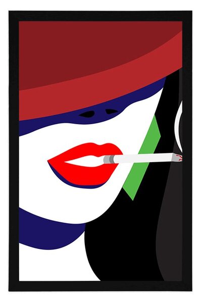 Poster femeie în pălărie în stil pop-art