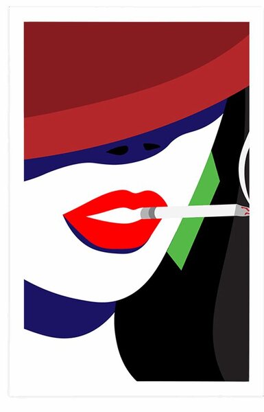 Poster femeie în pălărie în stil pop-art