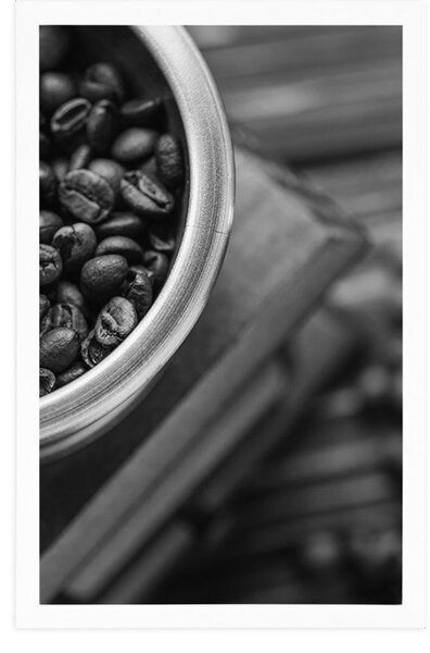 Poster mașină de măcinat cafea vintage în design alb-negru