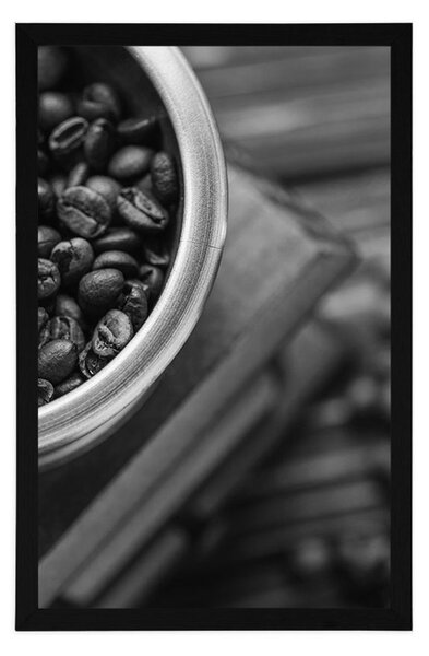 Poster mașină de măcinat cafea vintage în design alb-negru