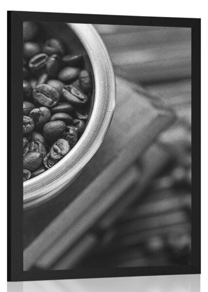 Poster mașină de măcinat cafea vintage în design alb-negru