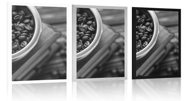 Poster mașină de măcinat cafea vintage în design alb-negru