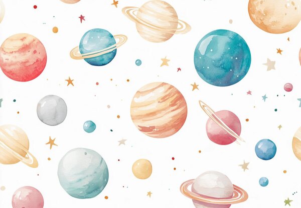Fototapet - Planete colorate (147x102 cm)