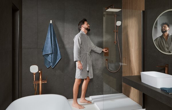 KFA Armatura Malaga Rose Gold set de duș ascuns cu termostat cu duș de ploaie cupru periat 5759-301-34
