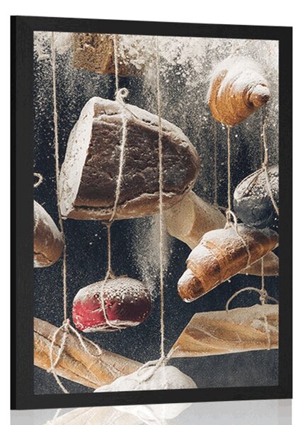 Poster produse de patiserie agățate pe frânghie