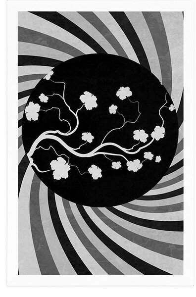 Poster fundal grunge asiatic în design alb-negru