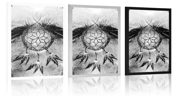 Poster prinzător de vise indian în design alb-negru