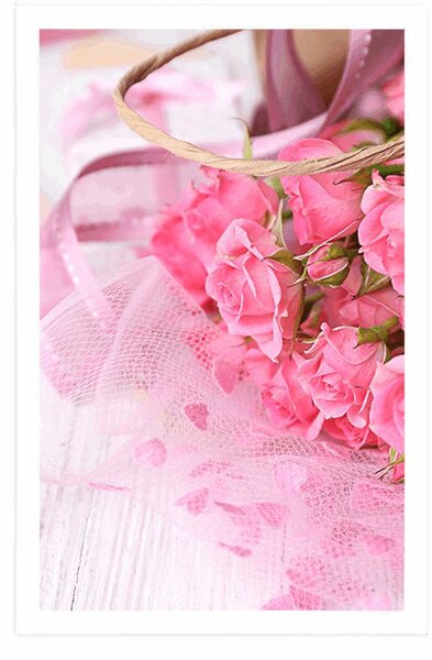Poster buchet romantic de trandafiri roz