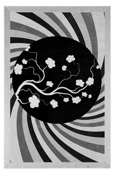 Poster fundal grunge asiatic în design alb-negru