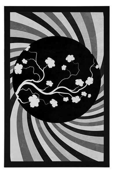 Poster fundal grunge asiatic în design alb-negru