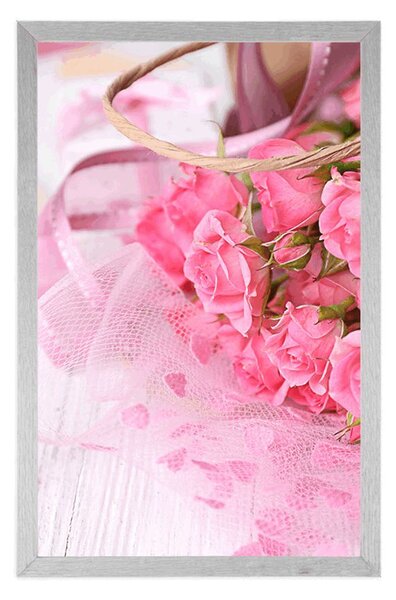 Poster buchet romantic de trandafiri roz
