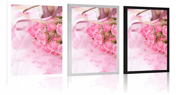 Poster buchet romantic de trandafiri roz