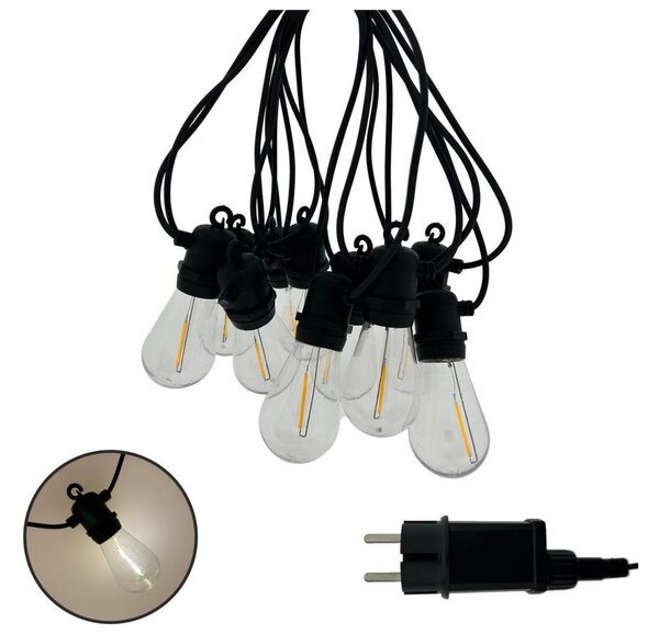 Ghirlandă decorativă LED pentru exterior, 10 LED, 0,36 W, 230 V, 8 m, IP44, negru