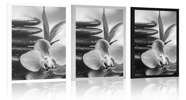 Poster compoziție Zen meditativă în design alb-negru