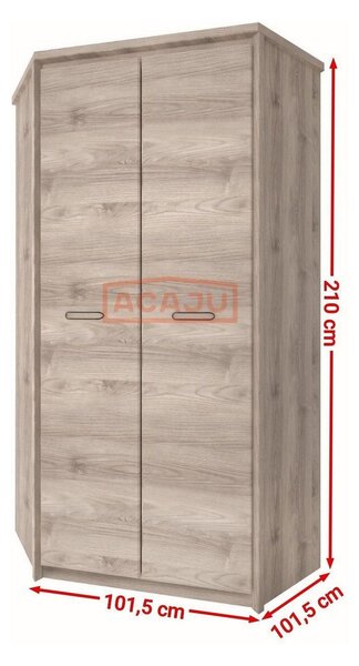 Dulap JAZZ, stejar, PAL laminat, cu 2 usi, 101x101x210 cm