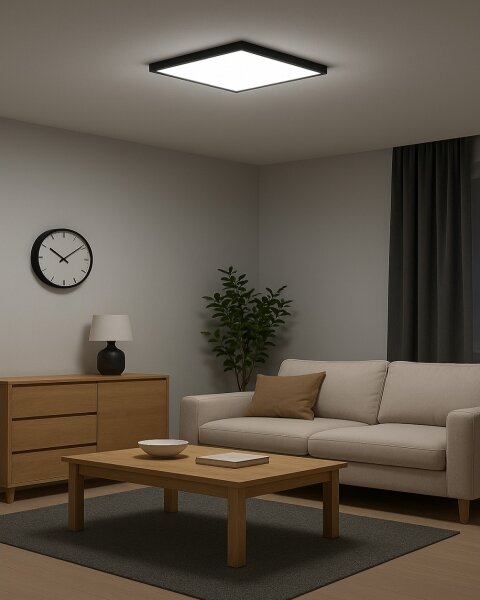 Plafonieră LED, 32 W, 230 V, 3000/4000/6500 K, 40 x 40 cm, negru