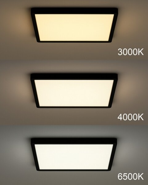 Plafonieră LED/40W/230V 3000/4000/6500K 50x50 cm neagră