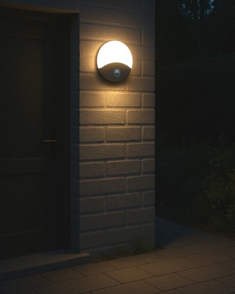 Aplica LED de exterior cu senzor de mișcare, 18W, 230V, IP44, alb
